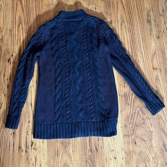 L.L Bean Woman’s Blue Cable Knit Button Front Long Sleeve Nautical Sweater S - Picture 5 of 8